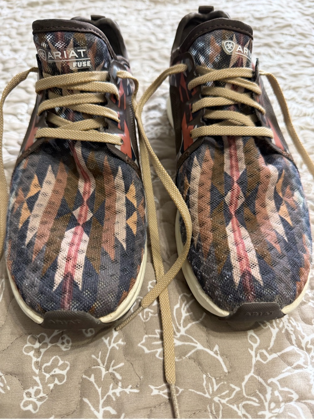 Ariat Fuse Women’s Geometric Pattern Athletic Shoes in Brown/Blue